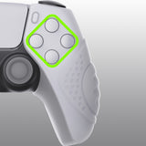 PlayVital Guardian Edition Clear White Ergonomic Soft Controller Silicone Case Grips for PS5, Rubber Protector Skins with Thumbstick Caps for PS5 Controller – Compatible with Charging Station - YHPF018