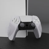 PlayVital Guardian Edition Clear White Ergonomic Soft Controller Silicone Case Grips for PS5, Rubber Protector Skins with Thumbstick Caps for PS5 Controller – Compatible with Charging Station - YHPF018