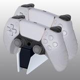 PlayVital Guardian Edition Clear White Ergonomic Soft Controller Silicone Case Grips for PS5, Rubber Protector Skins with Thumbstick Caps for PS5 Controller – Compatible with Charging Station - YHPF018