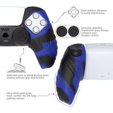 PlayVital Guardian Edition Blue & Black Ergonomic Soft Controller Silicone Case Grips for PS5, Rubber Protector Skins with Thumbstick Caps for PS5 Controller – Compatible with Charging Station - YHPF029