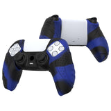 PlayVital Guardian Edition Blue & Black Ergonomic Soft Controller Silicone Case Grips for PS5, Rubber Protector Skins with Thumbstick Caps for PS5 Controller – Compatible with Charging Station - YHPF029