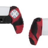 PlayVital Guardian Edition Red & Black Ergonomic Soft Controller Silicone Case Grips for PS5, Rubber Protector Skins with Thumbstick Caps for PS5 Controller – Compatible with Charging Station - YHPF028