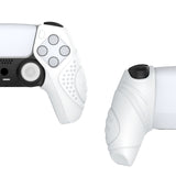 PlayVital Guardian Edition White Ergonomic Soft Controller Silicone Case Grips for PS5, Rubber Protector Skins with Thumbstick Caps for PS5 Controller – Compatible with Charging Station - YHPF027