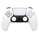 PlayVital Guardian Edition White Ergonomic Soft Controller Silicone Case Grips for PS5, Rubber Protector Skins with Thumbstick Caps for PS5 Controller – Compatible with Charging Station - YHPF027