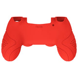 PlayVital Guardian Edition Passion Red Ergonomic Soft Anti-Slip Controller Silicone Case Cover for PS4, Rubber Protector Skins with black Joystick Caps for PS4 Slim PS4 Pro Controller - P4CC0067