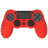 PlayVital Guardian Edition Passion Red Ergonomic Soft Anti-Slip Controller Silicone Case Cover for PS4, Rubber Protector Skins with black Joystick Caps for PS4 Slim PS4 Pro Controller - P4CC0067