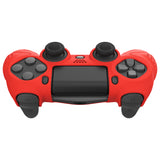 PlayVital Guardian Edition Passion Red Ergonomic Soft Anti-Slip Controller Silicone Case Cover for PS4, Rubber Protector Skins with black Joystick Caps for PS4 Slim PS4 Pro Controller - P4CC0067