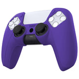 PlayVital Pure Series Ergonomic Anti-Slip Silicone Cover Skin for PS5 Controller, Soft Rubber Grip Case for PS5 Wireless Controller Fits with Charging Station with 6 Thumb Grip Caps - Purple- EKPFP006