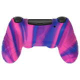 PlayVital Guardian Edition Pink & Purple & Blue Ergonomic Soft Anti-Slip Controller Silicone Case Cover for PS4, Rubber Protector Skins with black Joystick Caps for PS4 Slim PS4 Pro Controller - P4CC0073