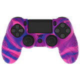 PlayVital Guardian Edition Pink & Purple & Blue Ergonomic Soft Anti-Slip Controller Silicone Case Cover for PS4, Rubber Protector Skins with black Joystick Caps for PS4 Slim PS4 Pro Controller - P4CC0073