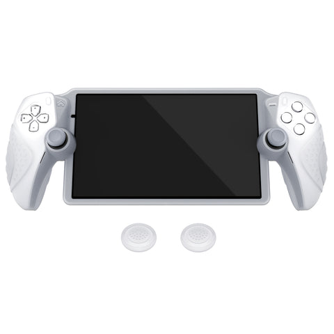 PlayVital Guardian Edition Silicone Protective Case for PS Portal Remote Player with Thumb Grips, Shockproof, Anti-Slip Grip for PS Portal Cover - Clear White - KNAPFP004