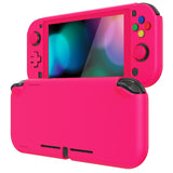 PlayVital Customized Protective Grip Case for NS Switch Lite, Bright Pink Hard Cover Protector for NS Switch Lite - 1 x Black Border Tempered Glass Screen Protector Included - YYNLP008