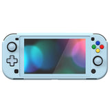 PlayVital Customized Protective Grip Case for NS Switch Lite, Heaven Blue Hard Cover Protector for NS Switch Lite - 1 x Black Border Tempered Glass Screen Protector Included - YYNLP013