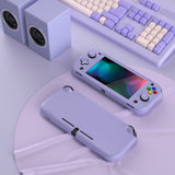 PlayVital Customized Protective Grip Case for NS Switch Lite, Light Violet Hard Cover Protector for NS Switch Lite - 1 x Black Border Tempered Glass Screen Protector Included - YYNLP012