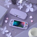 PlayVital Customized Protective Grip Case for NS Switch Lite, Light Violet Hard Cover Protector for NS Switch Lite - 1 x Black Border Tempered Glass Screen Protector Included - YYNLP012