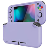 PlayVital Customized Protective Grip Case for NS Switch Lite, Light Violet Hard Cover Protector for NS Switch Lite - 1 x Black Border Tempered Glass Screen Protector Included - YYNLP012