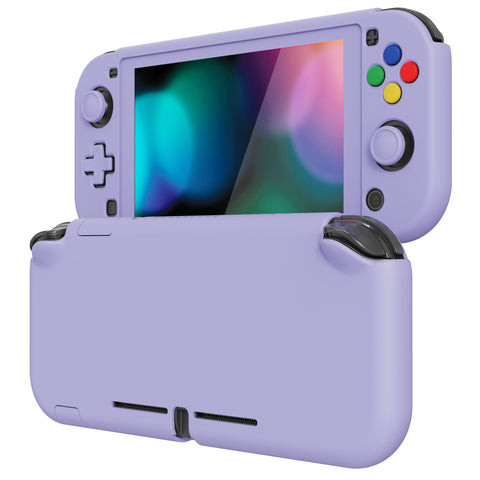 PlayVital Customized Protective Grip Case for NS Switch Lite, Light Violet Hard Cover Protector for NS Switch Lite - 1 x Black Border Tempered Glass Screen Protector Included - YYNLP012