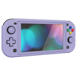 PlayVital Customized Protective Grip Case for NS Switch Lite, Light Violet Hard Cover Protector for NS Switch Lite - 1 x Black Border Tempered Glass Screen Protector Included - YYNLP012