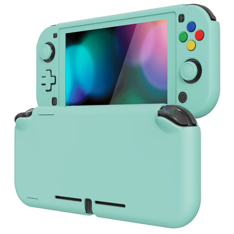 PlayVital Customized Protective Grip Case for NS Switch Lite, Misty Green Hard Cover Protector for NS Switch Lite - 1 x Black Border Tempered Glass Screen Protector Included - YYNLP011
