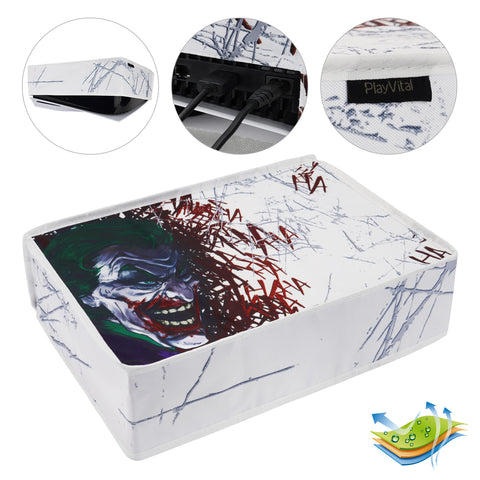 PlayVital Nylon Dust Cover for ps5, Soft Neat Lining Dust Guard for ps5 Console, Anti Scratch Waterproof Cover Sleeve for ps5 Console Digital Edition & Disc Edition - Clown Hahaha - PFPJ166