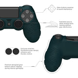 PlayVital Line & Dot Racing Green Silicone Cover Skin for ps4 Controller, Anti-Slip Soft Protector Case Cover with Thumb Grip Caps for ps4 for ps4 Slim for ps4 Pro Controller - CLRP4P003