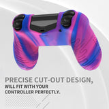 PlayVital Line & Dot Pink & Purple & Blue Silicone Cover Skin for ps4 Controller, Anti-Slip Soft Protector Case Cover with Thumb Grip Caps for ps4 for ps4 Slim for ps4 Pro Controller - CLRP4P006