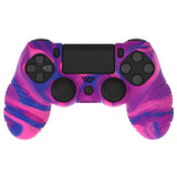 PlayVital Line & Dot Pink & Purple & Blue Silicone Cover Skin for ps4 Controller, Anti-Slip Soft Protector Case Cover with Thumb Grip Caps for ps4 for ps4 Slim for ps4 Pro Controller - CLRP4P006