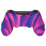 PlayVital Line & Dot Pink & Purple & Blue Silicone Cover Skin for ps4 Controller, Anti-Slip Soft Protector Case Cover with Thumb Grip Caps for ps4 for ps4 Slim for ps4 Pro Controller - CLRP4P006