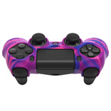 PlayVital Line & Dot Pink & Purple & Blue Silicone Cover Skin for ps4 Controller, Anti-Slip Soft Protector Case Cover with Thumb Grip Caps for ps4 for ps4 Slim for ps4 Pro Controller - CLRP4P006