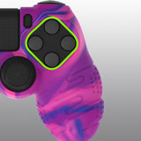 PlayVital Line & Dot Pink & Purple & Blue Silicone Cover Skin for ps4 Controller, Anti-Slip Soft Protector Case Cover with Thumb Grip Caps for ps4 for ps4 Slim for ps4 Pro Controller - CLRP4P006