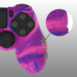 PlayVital Line & Dot Pink & Purple & Blue Silicone Cover Skin for ps4 Controller, Anti-Slip Soft Protector Case Cover with Thumb Grip Caps for ps4 for ps4 Slim for ps4 Pro Controller - CLRP4P006