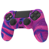 PlayVital Line & Dot Pink & Purple & Blue Silicone Cover Skin for ps4 Controller, Anti-Slip Soft Protector Case Cover with Thumb Grip Caps for ps4 for ps4 Slim for ps4 Pro Controller - CLRP4P006