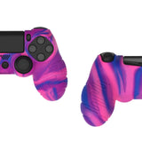 PlayVital Line & Dot Pink & Purple & Blue Silicone Cover Skin for ps4 Controller, Anti-Slip Soft Protector Case Cover with Thumb Grip Caps for ps4 for ps4 Slim for ps4 Pro Controller - CLRP4P006