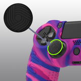 PlayVital Line & Dot Pink & Purple & Blue Silicone Cover Skin for ps4 Controller, Anti-Slip Soft Protector Case Cover with Thumb Grip Caps for ps4 for ps4 Slim for ps4 Pro Controller - CLRP4P006