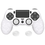 PlayVital Line & Dot White Silicone Cover Skin for ps4 Controller, Anti-Slip Soft Protector Case Cover with Thumb Grip Caps for ps4 for ps4 Slim for ps4 Pro Controller - CLRP4P002