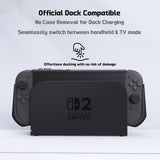 PlayVital METEOR Protective Case for Nintendo Switch 2, Dockable Ergonomic Non-Slip TPU Grip Cover with Thumb Grip for Switch 2, Shockproof Anti-Scratches Protector - Black - YDCNTM001