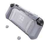 PlayVital METEOR Protective Case for Nintendo Switch 2, Dockable Ergonomic Non-Slip TPU Grip Cover with Thumb Grip for Switch 2, Shockproof Anti-Scratches Protector - New Hope Gray - YDCNTM003
