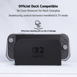 PlayVital METEOR Protective Case for Nintendo Switch 2, Dockable Ergonomic Non-Slip TPU Grip Cover with Thumb Grip for Switch 2, Shockproof Anti-Scratches Protector - New Hope Gray - YDCNTM003