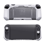 PlayVital METEOR Protective Case for Nintendo Switch 2, Dockable Ergonomic Non-Slip TPU Grip Cover with Thumb Grip for Switch 2, Shockproof Anti-Scratches Protector - White - YDCNTM002