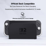 PlayVital METEOR Protective Case for Nintendo Switch 2, Dockable Ergonomic Non-Slip TPU Grip Cover with Thumb Grip for Switch 2, Shockproof Anti-Scratches Protector - White - YDCNTM002