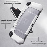PlayVital METEOR Protective Case for Nintendo Switch 2, Dockable Ergonomic Non-Slip TPU Grip Cover with Thumb Grip for Switch 2, Shockproof Anti-Scratches Protector - White - YDCNTM002