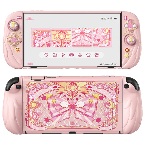 PlayVital Magic Wings Silicone Grip Case for Nintendo Switch 2 – Dockable Anime Protective Cover with Extra Adjustable Stand & Thumb Grips - Pink - XYFNTM001