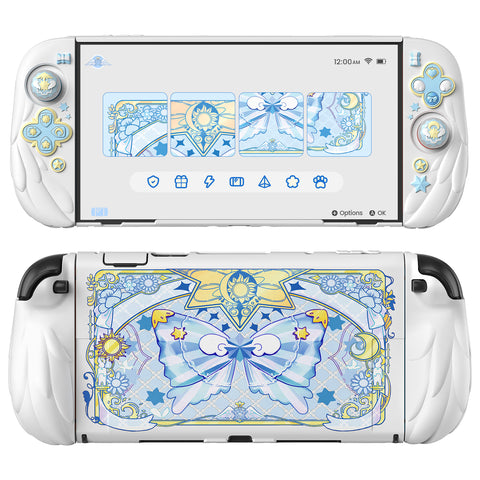 PlayVital Magic Wings Silicone Grip Case for Nintendo Switch 2 – Dockable Anime Protective Cover with Extra Adjustable Stand & Thumb Grips - White - XYFNTM002