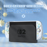 PlayVital Magic Wings Silicone Grip Case for Nintendo Switch 2 – Dockable Anime Protective Cover with Extra Adjustable Stand & Thumb Grips - White - XYFNTM002
