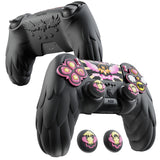 PlayVital Magic Wings Protective Silicone Cover Skin for PS5 Controller – Soft Anti-Slip Grip Protector Case for PS5 Controller with Thumbstick Caps & Themed Stickers, Charging Station Compatible - Black - YLEPFP001