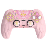 PlayVital Magic Wings Protective Silicone Cover Skin for PS5 Controller – Soft Anti-Slip Grip Protector Case for PS5 Controller with Thumbstick Caps & Themed Stickers, Charging Station Compatible - Pink - YLEPFP003