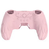 PlayVital Magic Wings Protective Silicone Cover Skin for PS5 Controller – Soft Anti-Slip Grip Protector Case for PS5 Controller with Thumbstick Caps & Themed Stickers, Charging Station Compatible - Pink - YLEPFP003