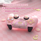 PlayVital Magic Wings Protective Silicone Cover Skin for PS5 Controller – Soft Anti-Slip Grip Protector Case for PS5 Controller with Thumbstick Caps & Themed Stickers, Charging Station Compatible - Pink - YLEPFP003