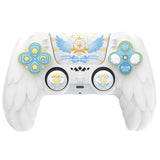 PlayVital Magic Wings Protective Silicone Cover Skin for PS5 Controller – Soft Anti-Slip Grip Protector Case for PS5 Controller with Thumbstick Caps & Themed Stickers, Charging Station Compatible - White - YLEPFP002