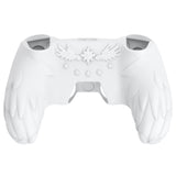 PlayVital Magic Wings Protective Silicone Cover Skin for PS5 Controller – Soft Anti-Slip Grip Protector Case for PS5 Controller with Thumbstick Caps & Themed Stickers, Charging Station Compatible - White - YLEPFP002